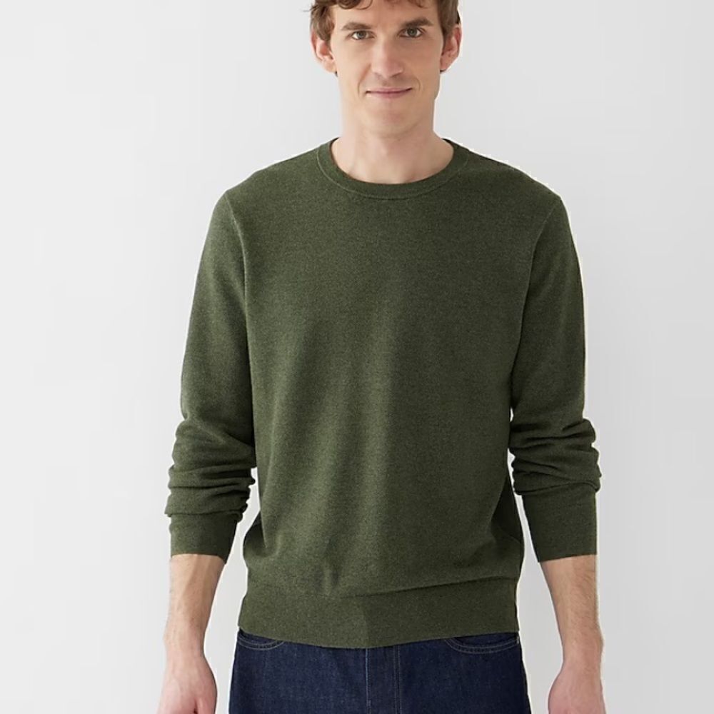 J.Crew Cotton piqué-stitch crewneck sweater